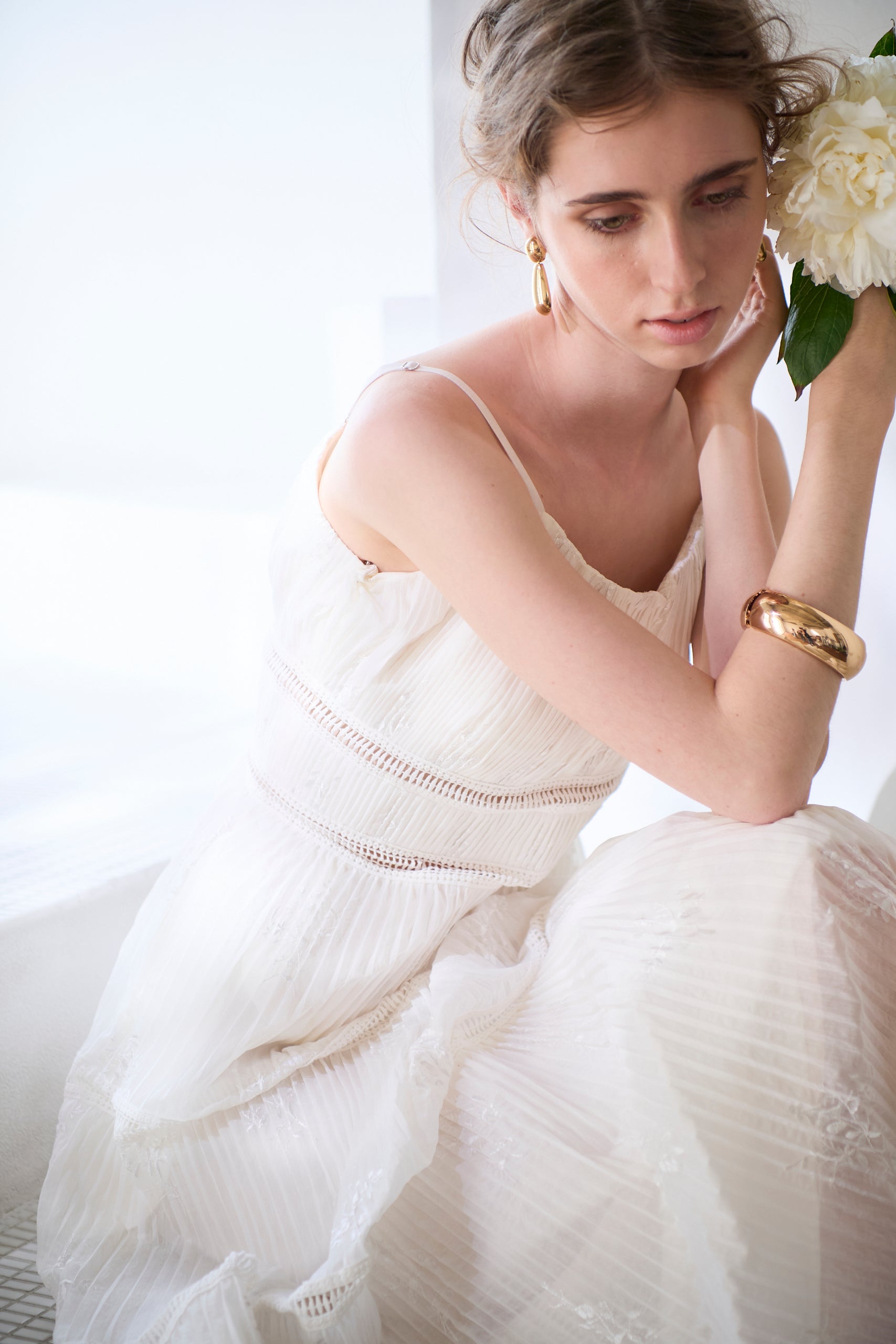 Dolce Vita Pleated Dress<br> -White-