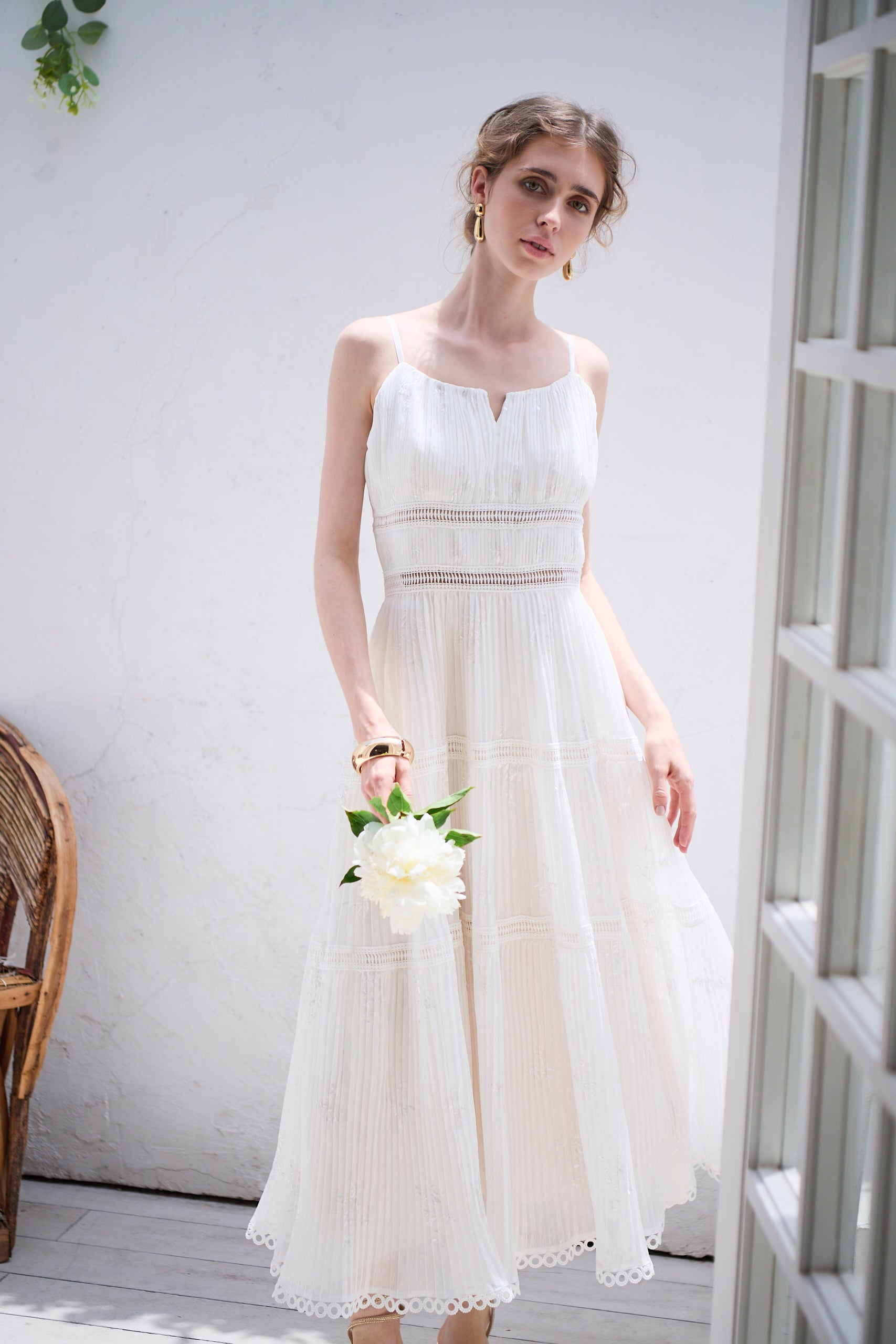 Dolce Vita Pleated Dress<br> -White-