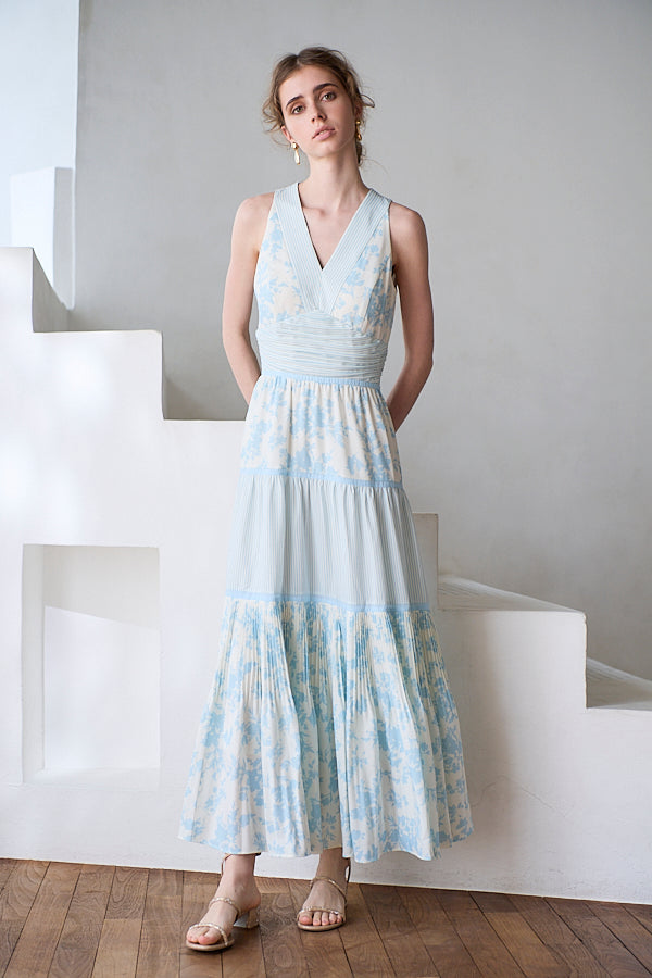 Rosetta Floral Dress <br> -Sax-