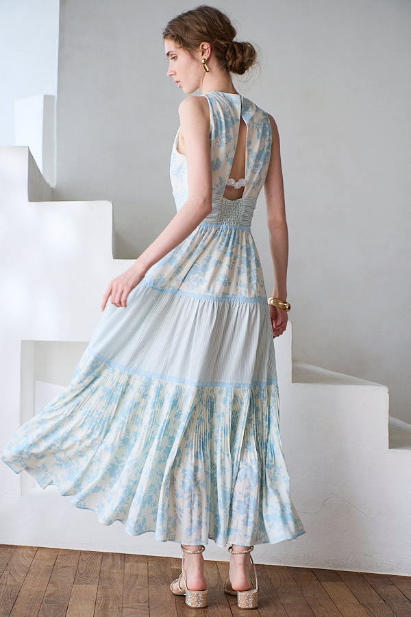 Rosetta Floral Dress <br> -Sax-