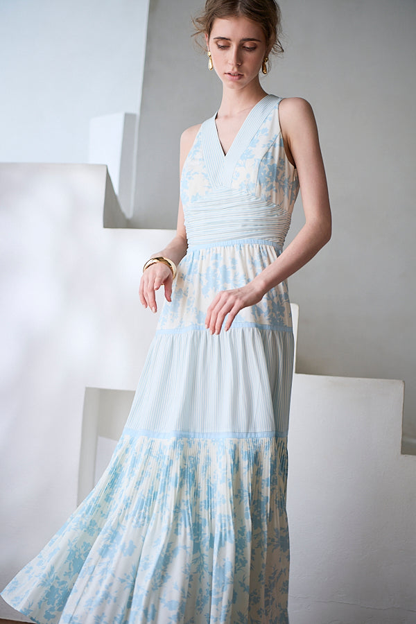 Rosetta Floral Dress <br> -Sax-