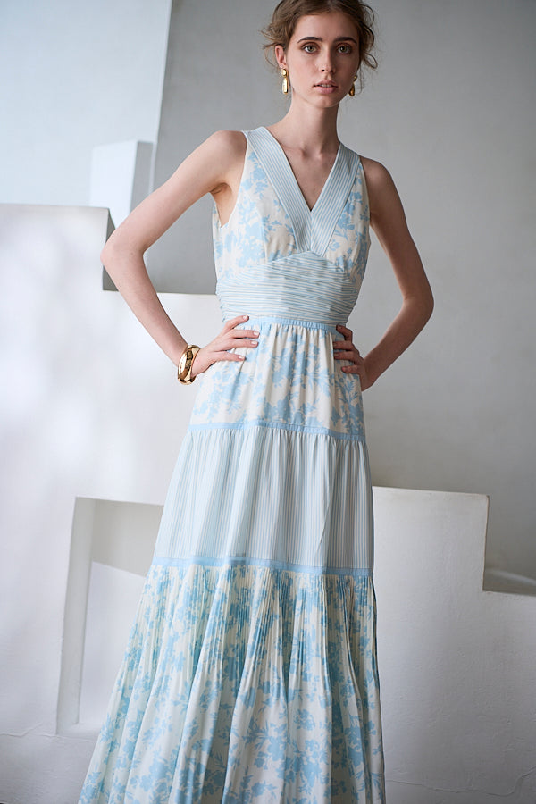 Rosetta Floral Dress <br> -Sax-