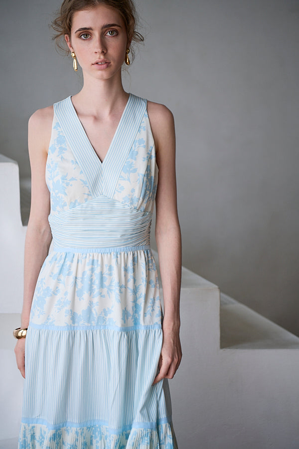 Rosetta Floral Dress <br> -Sax-