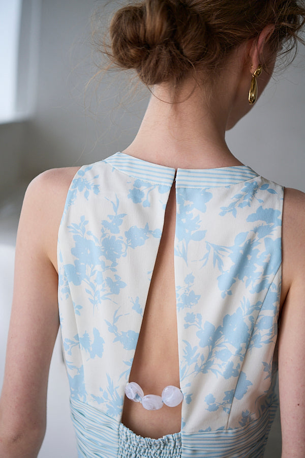 Rosetta Floral Dress <br> -Sax-