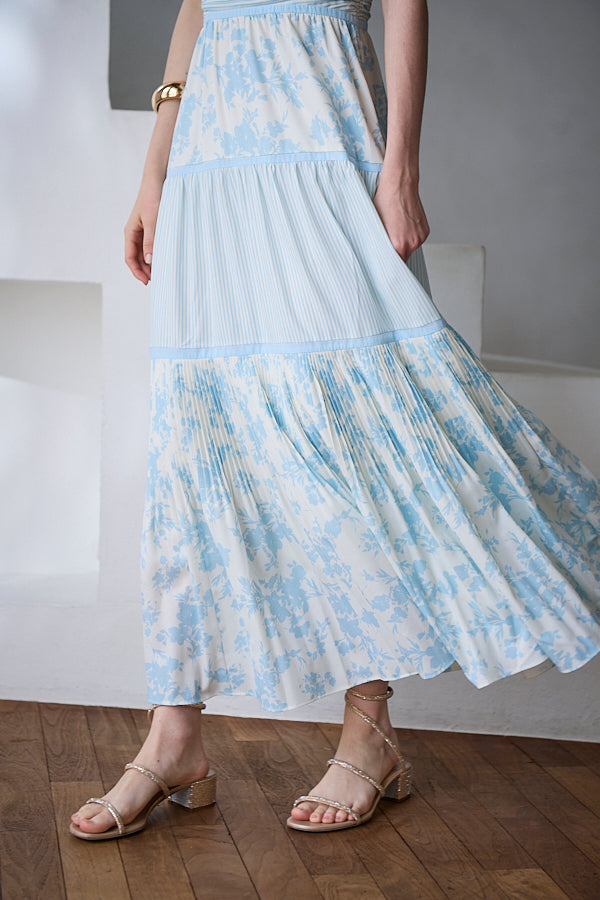 Rosetta Floral Dress <br> -Sax-