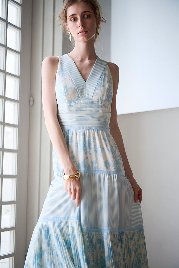 Rosetta Floral Dress <br> -Sax-