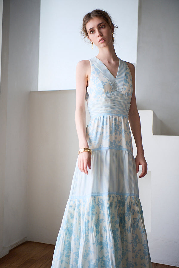 Rosetta Floral Dress <br> -Sax-