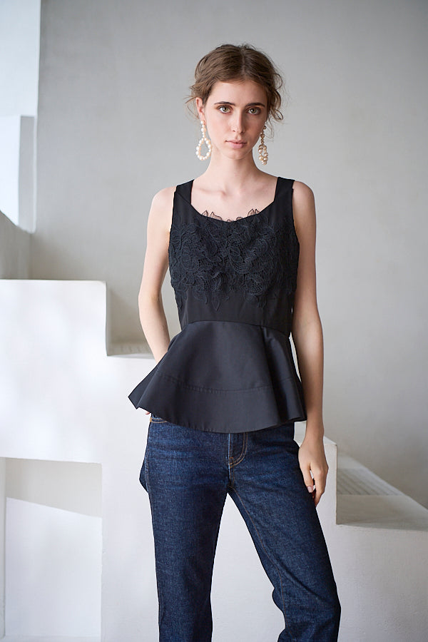 Bianca Lace Top <br> -Black-