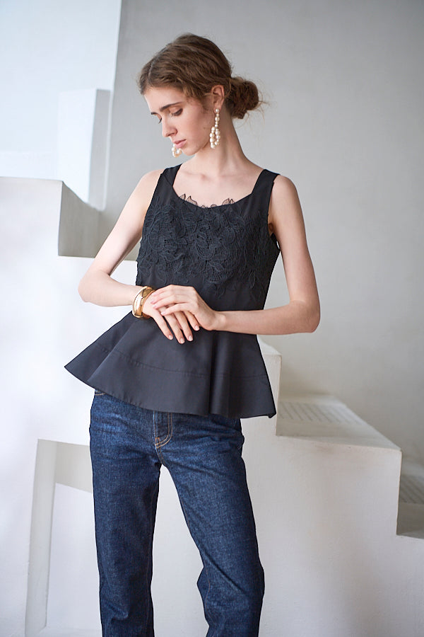 Bianca Lace Top <br> -Black-