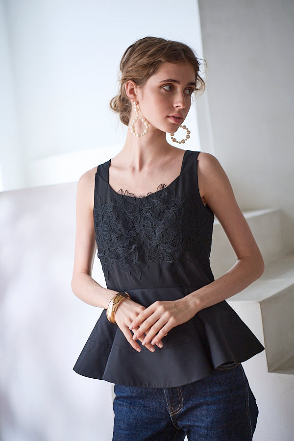 Bianca Lace Top <br> -Black-