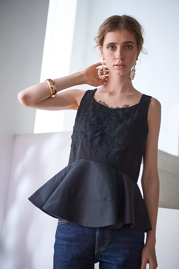 Bianca Lace Top <br> -Black-