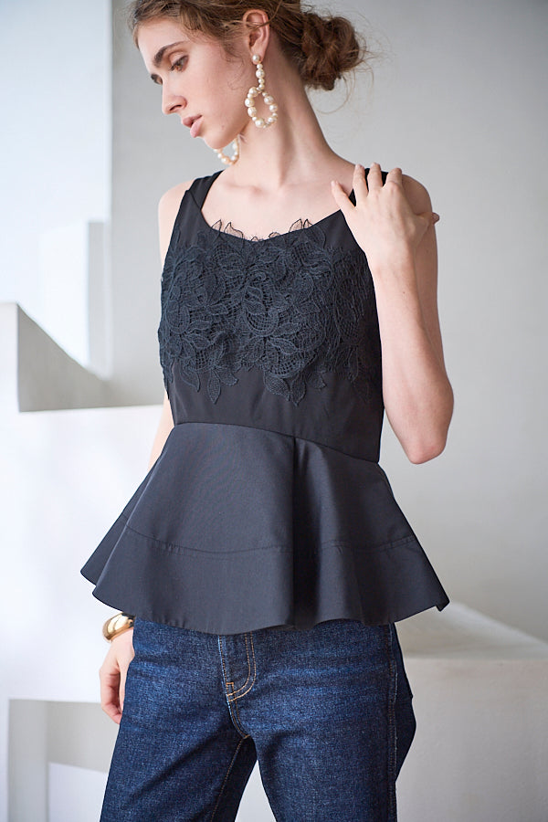 Bianca Lace Top <br> -Black-