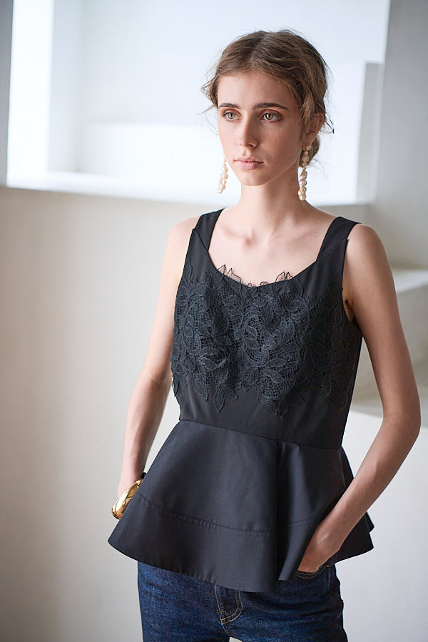 Bianca Lace Top <br> -Black-