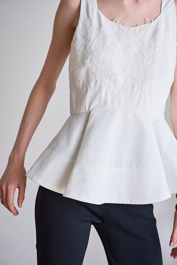 Bianca Lace Top <br> -White-