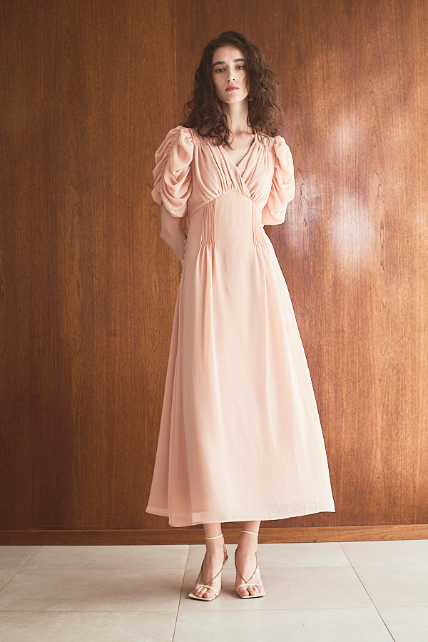 Vina Dress<br> - Pink beige-