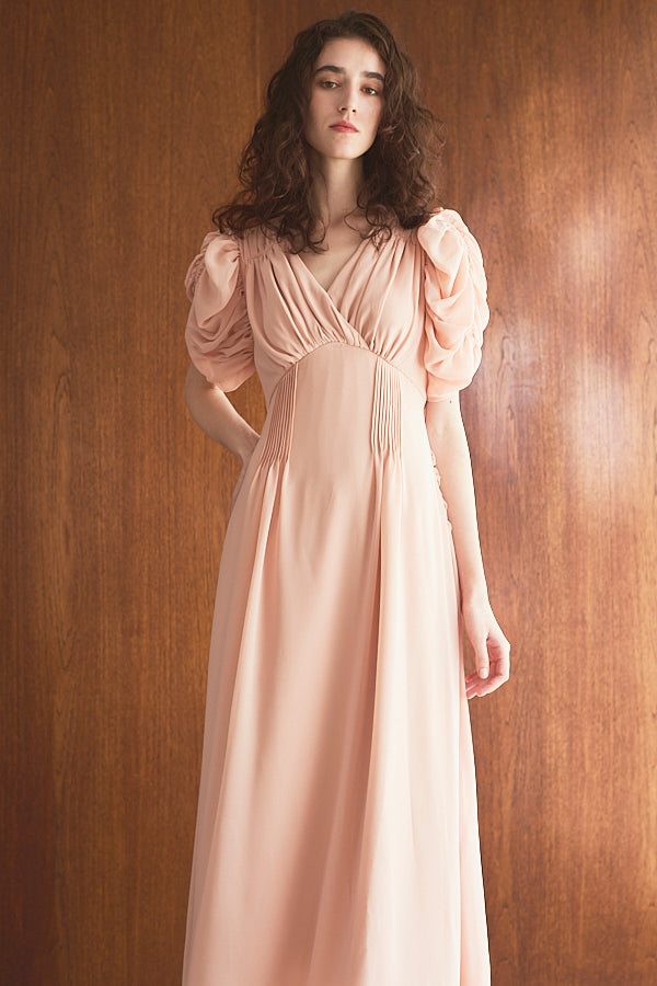 Vina Dress<br> - Pink beige-
