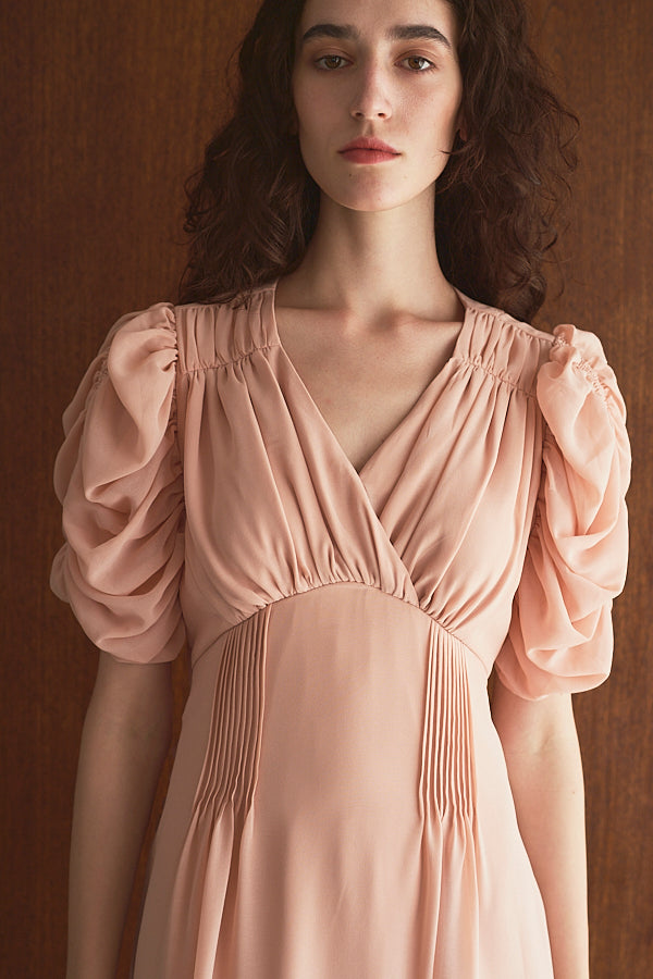 Vina Dress<br> - Pink beige-