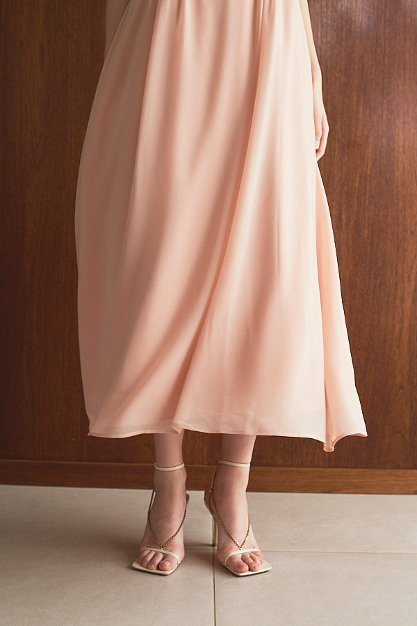 Vina Dress<br> - Pink beige-