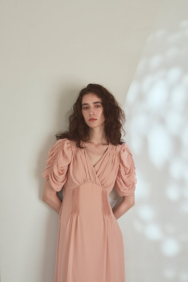 Vina Dress<br> - Pink beige-