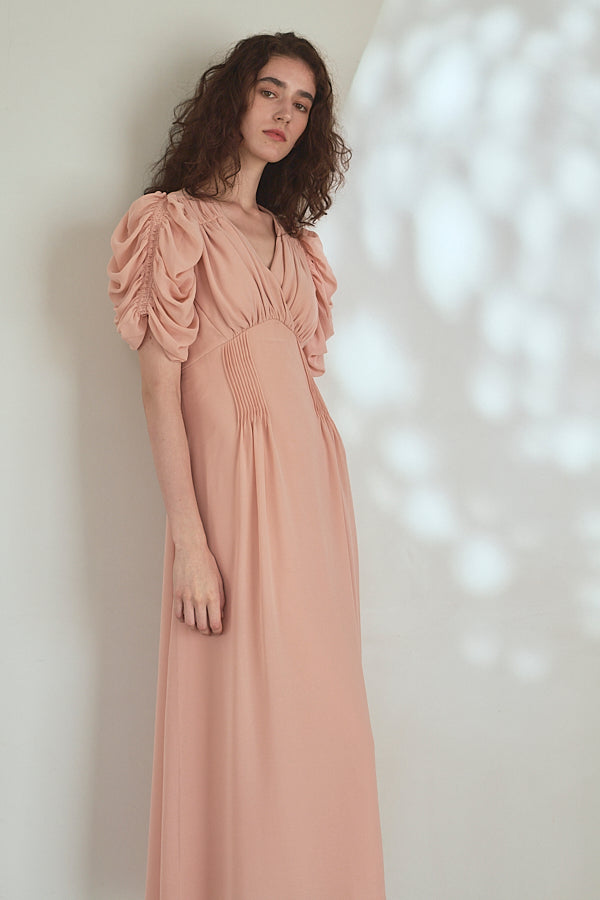 Vina Dress<br> - Pink beige-