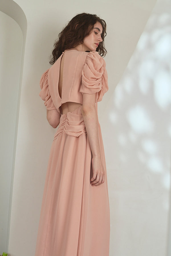 Vina Dress<br> - Pink beige-