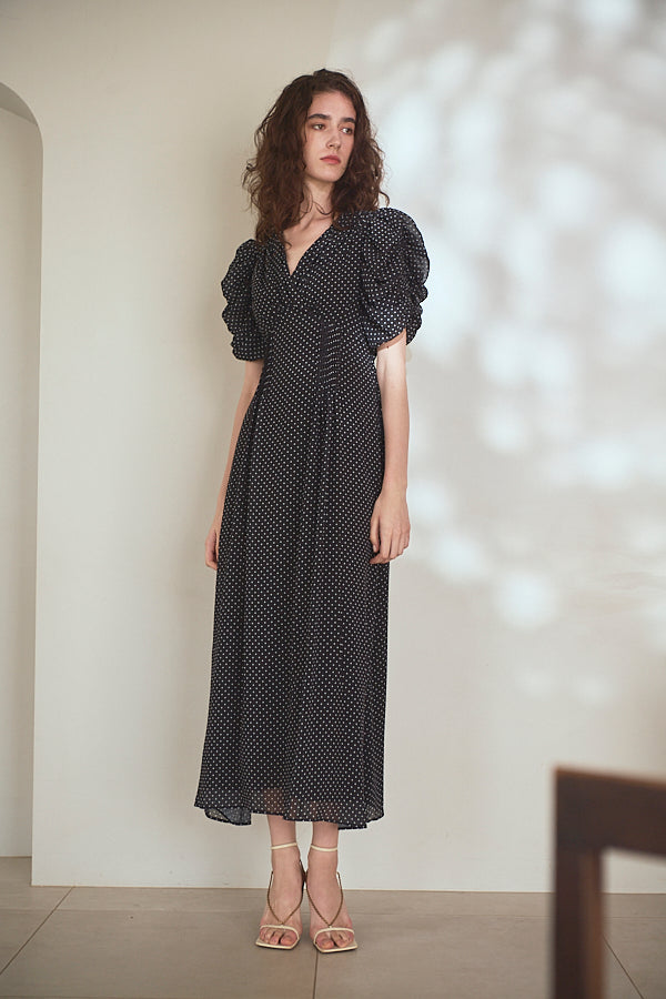 Vina Dress<br> -Black.dot-