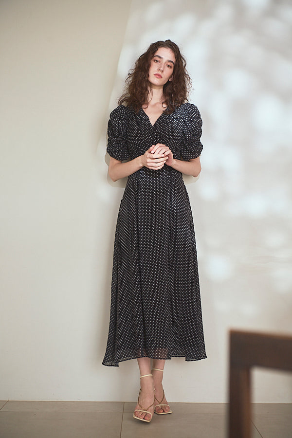 Vina Dress<br> -Black.dot-
