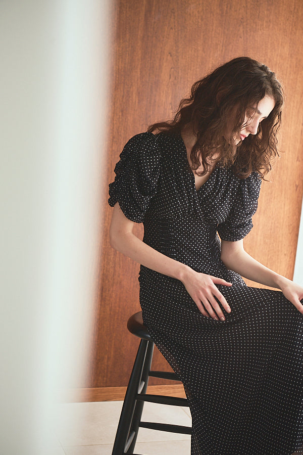 Vina Dress<br> -Black.dot-