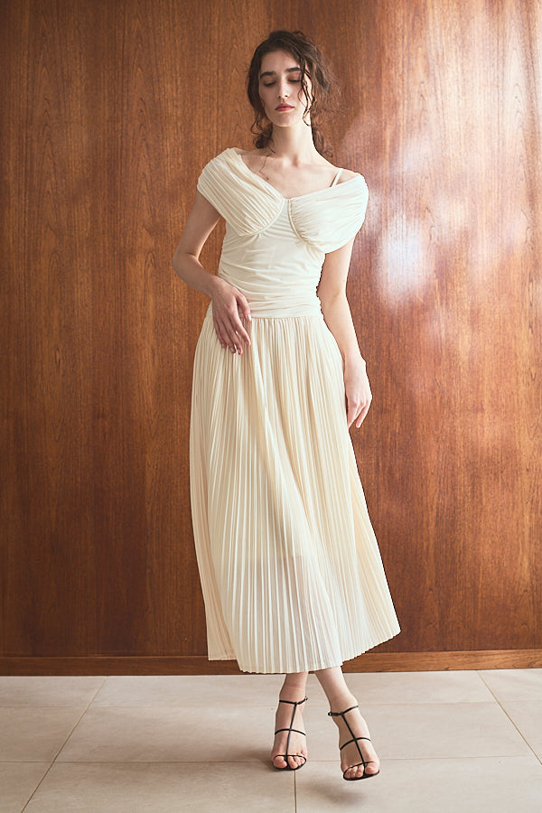 Arabella Pleaded Dress<br> -Ivory-