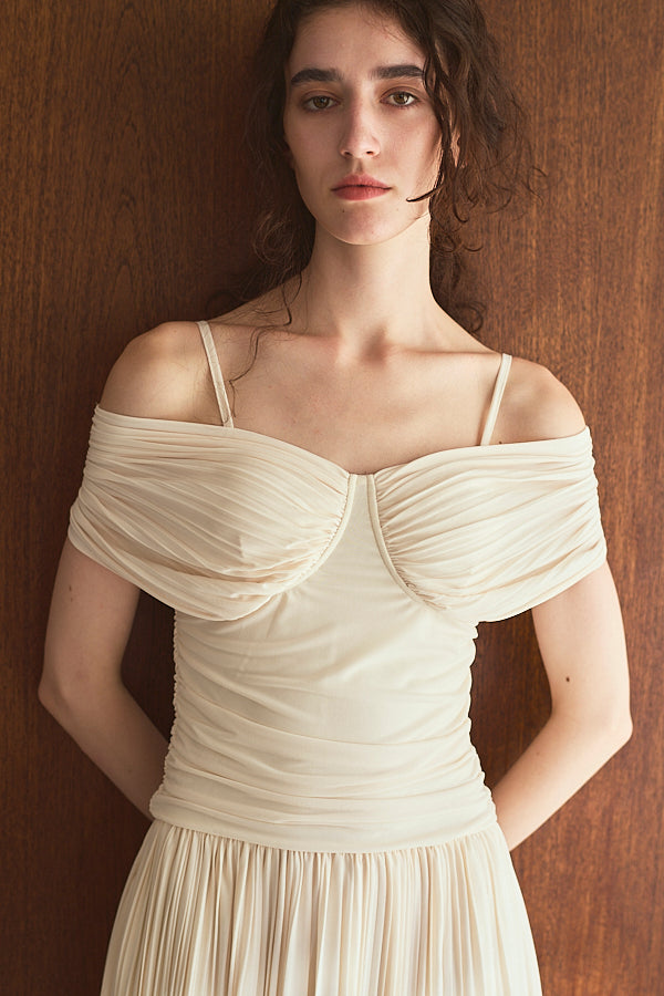 Arabella Pleaded Dress<br> -Ivory-