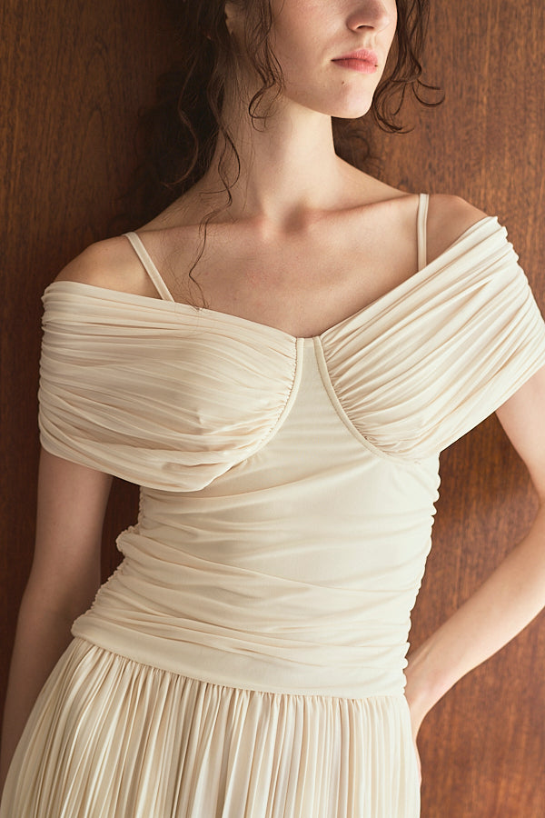 Arabella Pleaded Dress<br> -Ivory-