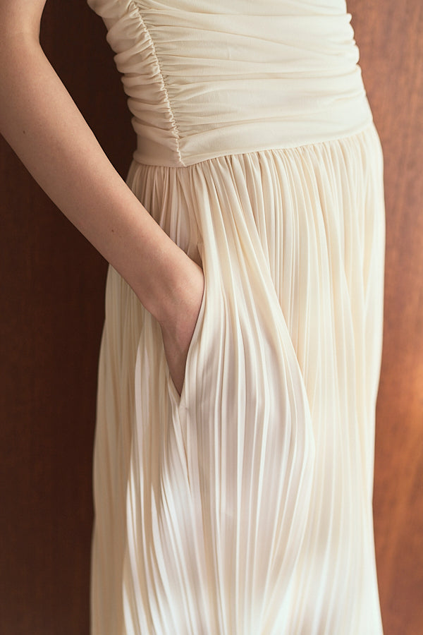 Arabella Pleaded Dress<br> -Ivory-