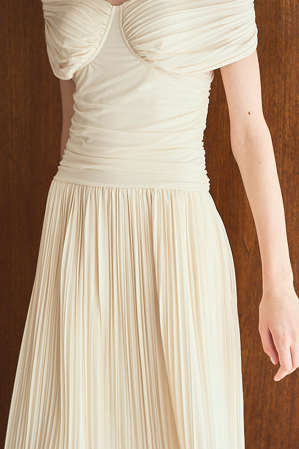 Arabella Pleaded Dress<br> -Ivory-