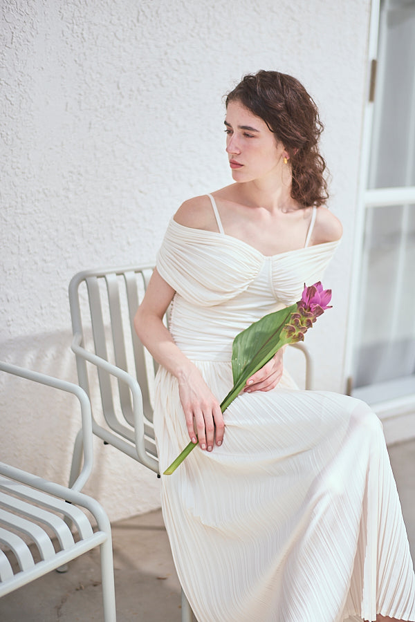 Arabella Pleaded Dress<br> -Ivory-