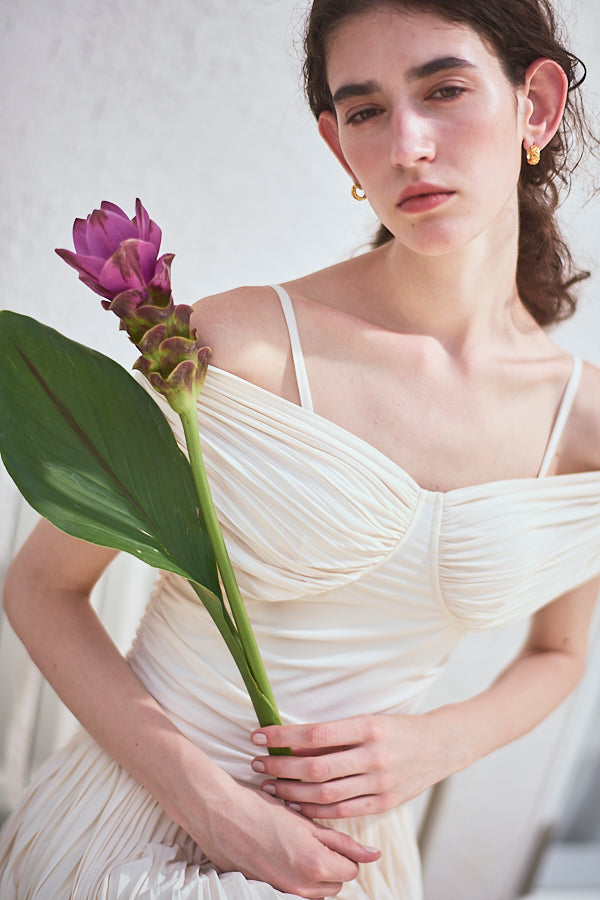 Arabella Pleaded Dress<br> -Ivory-