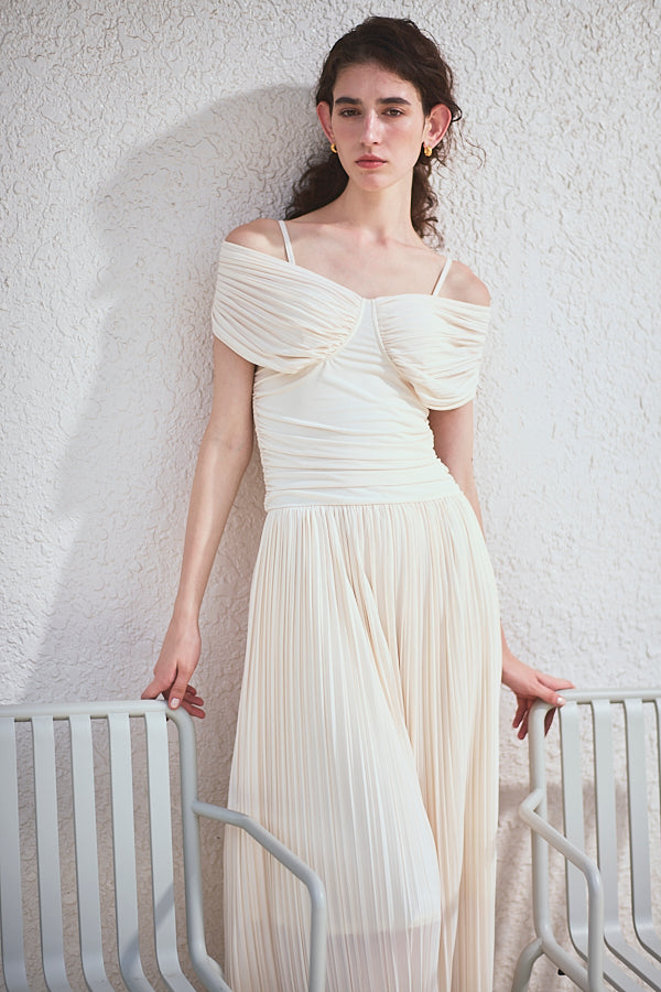 Arabella Pleaded Dress<br> -Ivory-