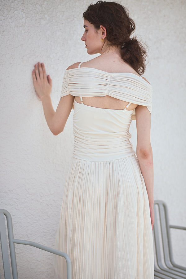 Arabella Pleaded Dress<br> -Ivory-
