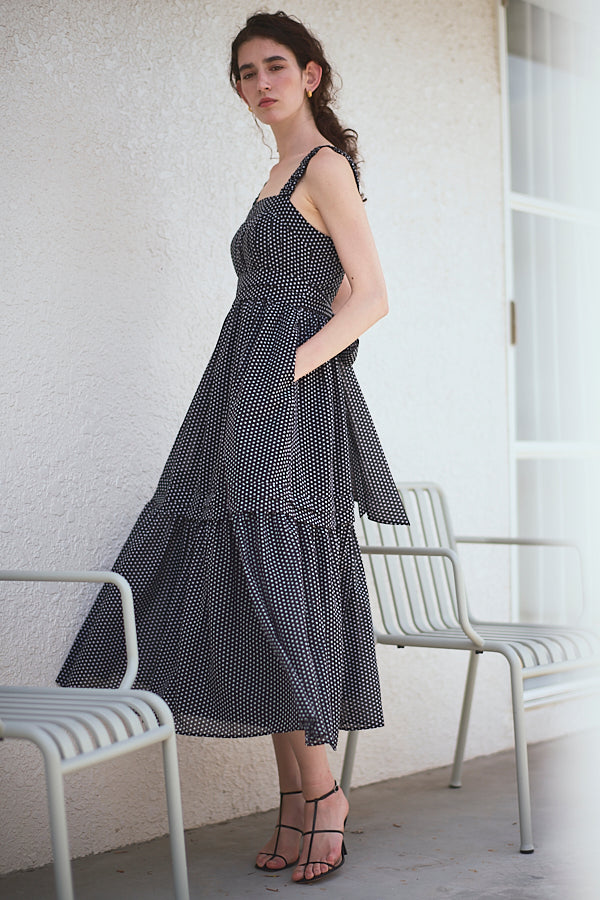 Hazel Print Dress   <br> -Black dot-