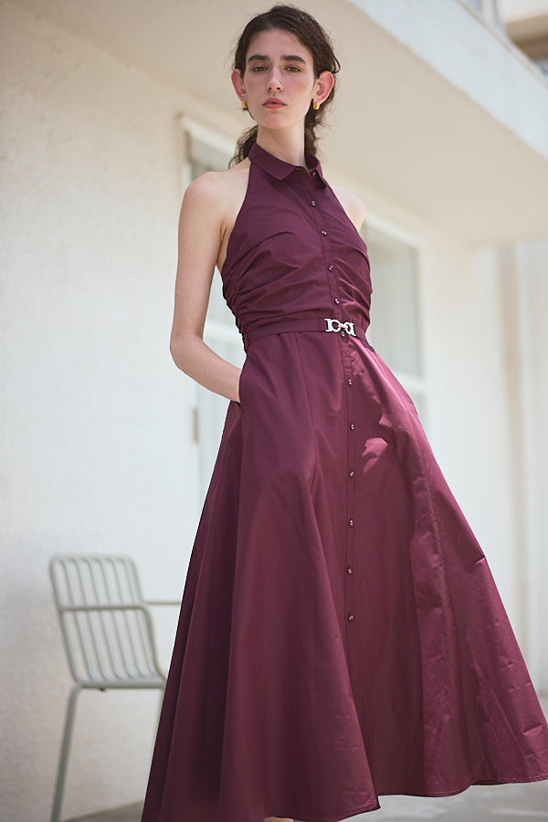Delina Belted Dress<br> -Grape-