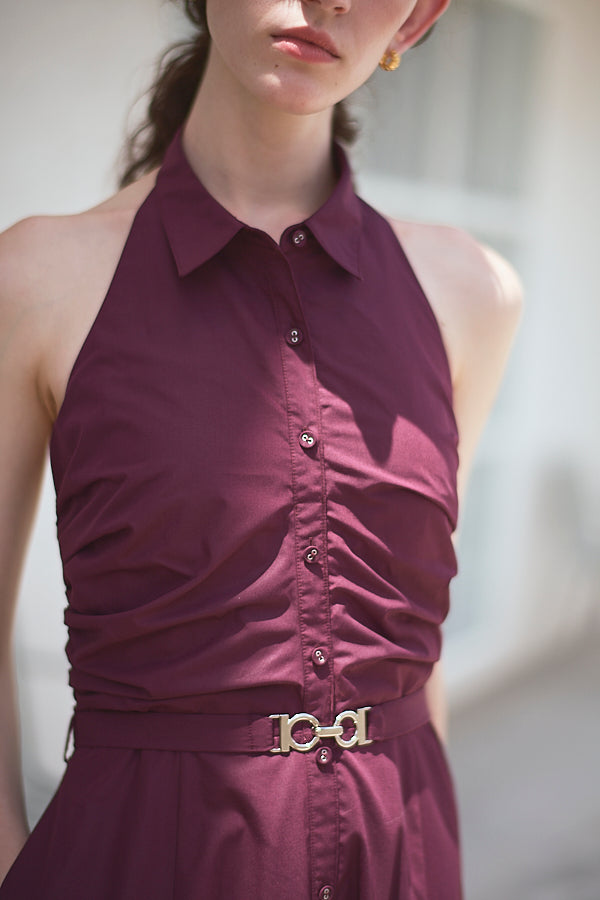 Delina Belted Dress<br> -Grape-