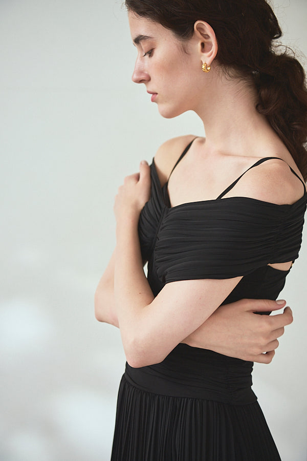 Arabella Pleaded Dress<br> -Black-
