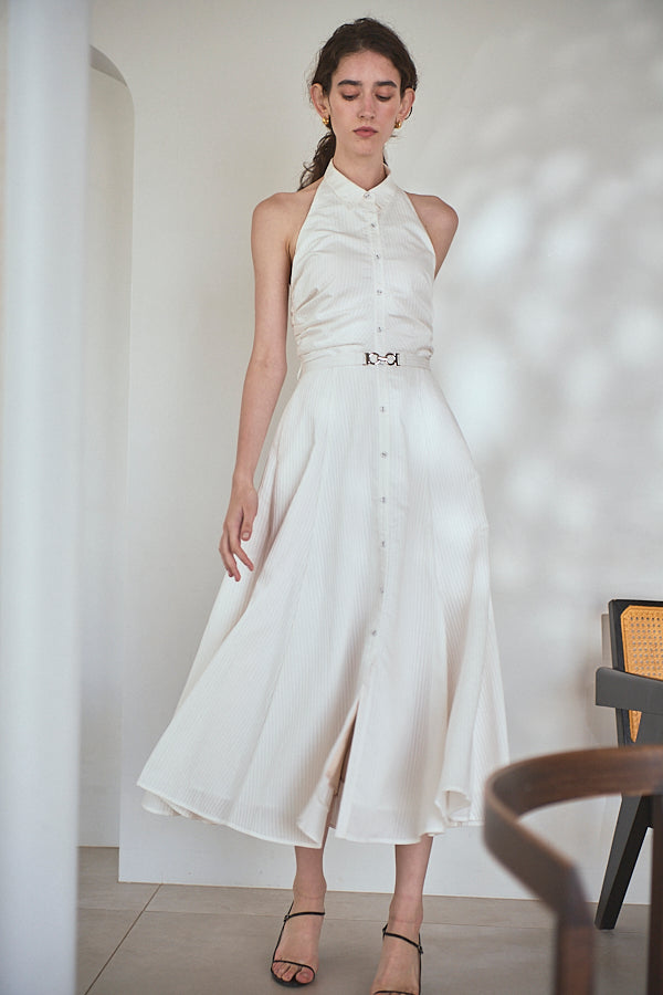 Delina Belted Dress<br> -White.st-