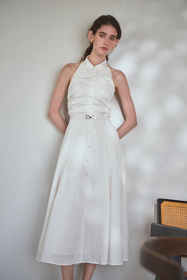 Delina Belted Dress<br> -White.st-