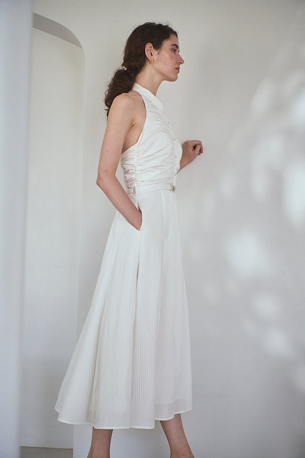 Delina Belted Dress<br> -White.st-