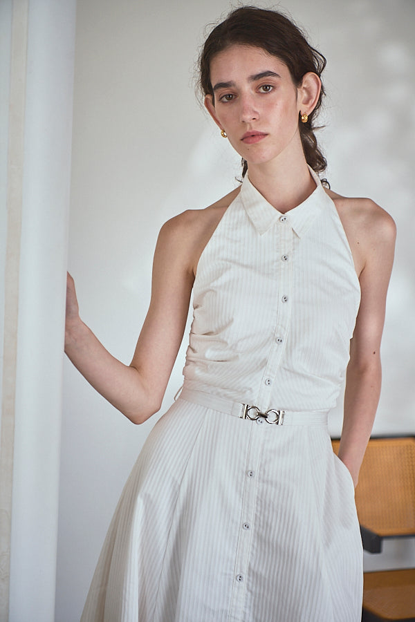 Delina Belted Dress<br> -White.st-