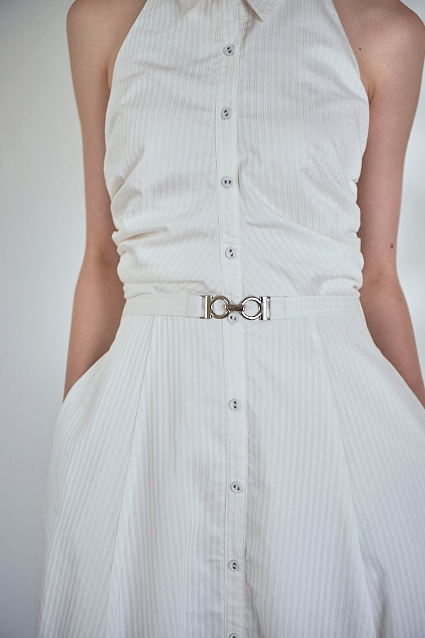 Delina Belted Dress<br> -White.st-
