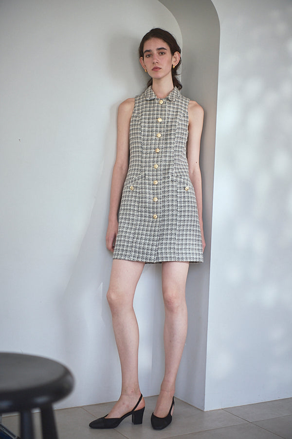 Georgia Tweed Dress -WHT-