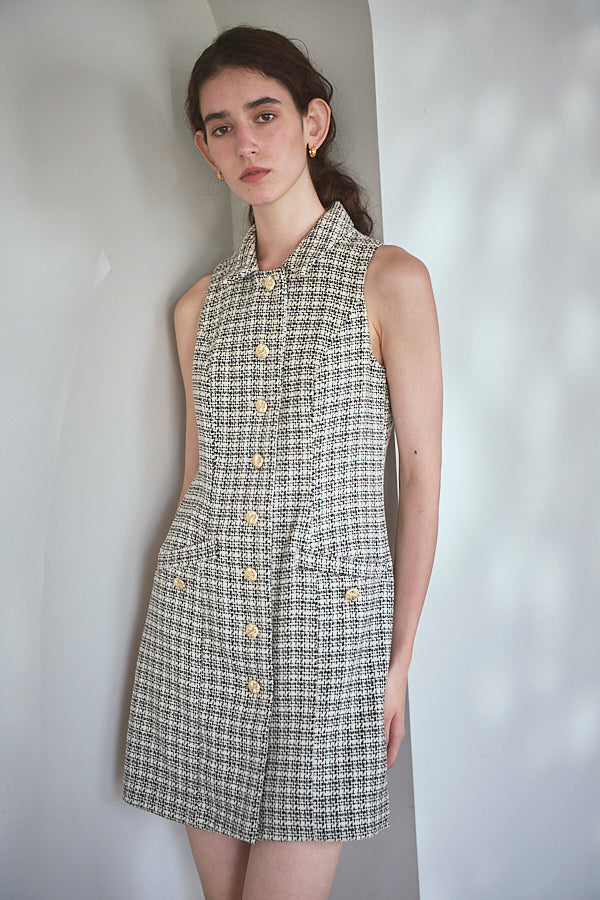 Georgia Tweed Dress -WHT-
