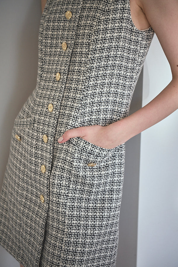 Georgia Tweed Dress -WHT-