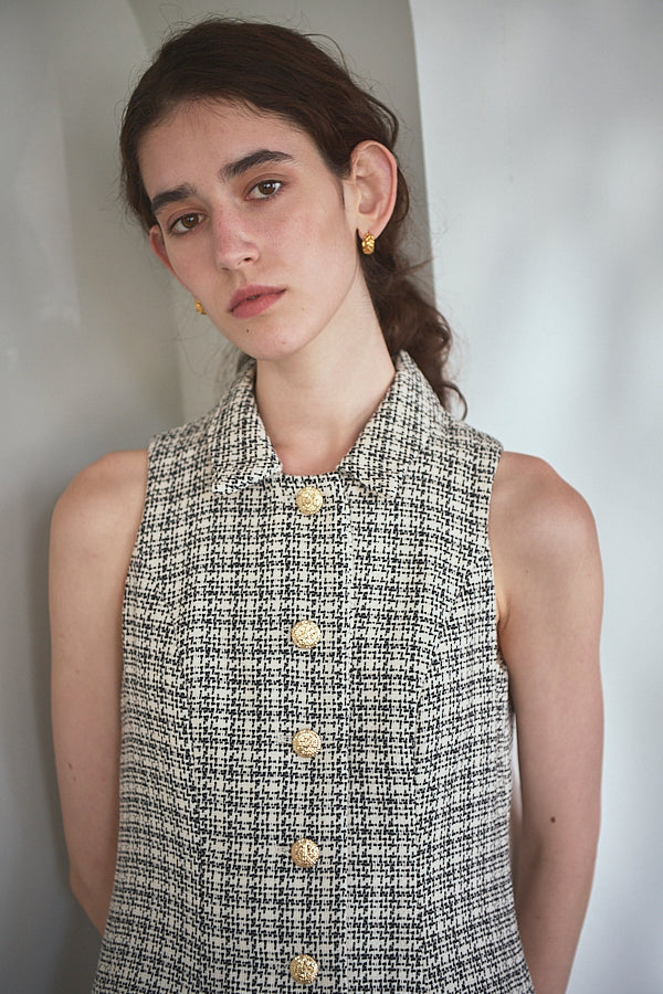 Georgia Tweed Dress -WHT-